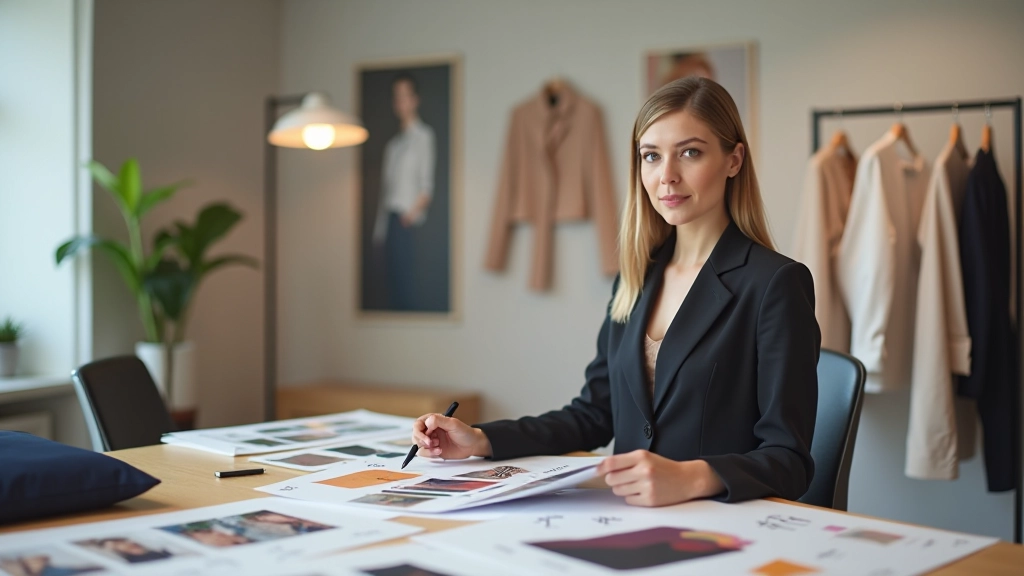 Fashion trend analysis workspace with color swatches and mood boards