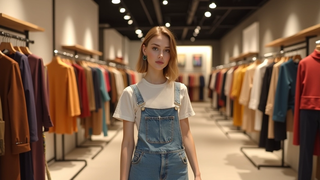 Fashion retail environment with colorful clothing displays